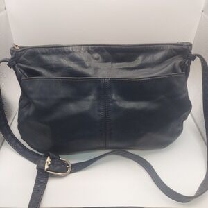 Stone Mountain‎ Navy Blue Leather Crossbody Shoulder Bag Purse Made in USA Vtg